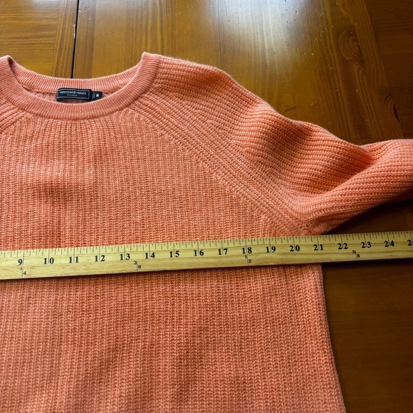 Vineyard Vines Tequila Sunrise Size M Crew Neck Cashmere Sweater Peach Coral - Picture 6 of 11
